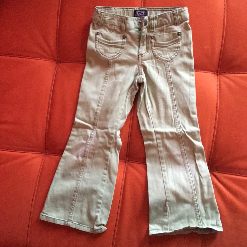 Girls olive color flare leg jean size 5